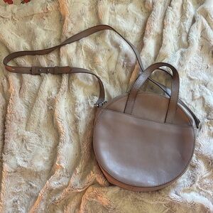 Madewell Round Light Pink/Taupe Leather Crossbody Bag